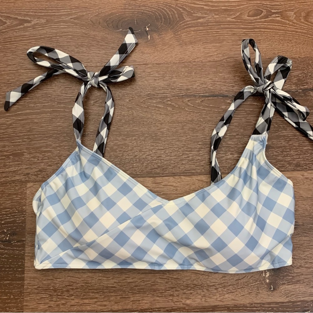 Summersalt Womens plaid the tie marina bikini top swimsuit 10